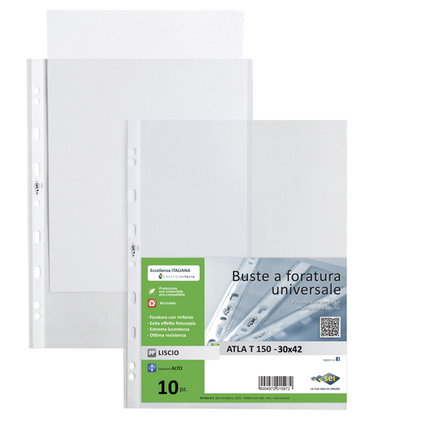 Buste forate atla, liscia 30x42cm colore trasparente