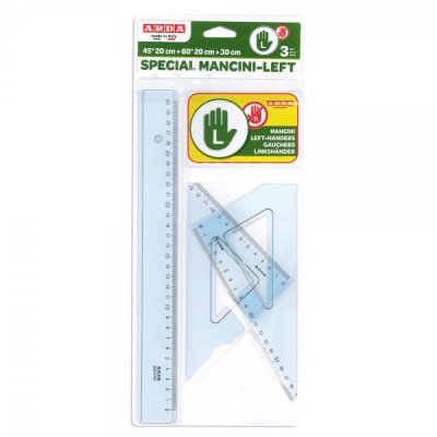 Set da disegno: 2 squadre, 1 riga 20cm colore azzurro trasparente