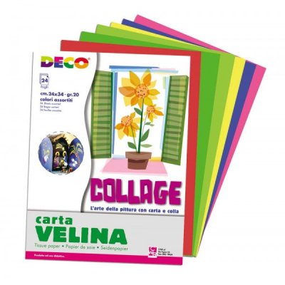 Carta velina 24 fogli, 24x34cm, album colore assortiti grammatura 20gr