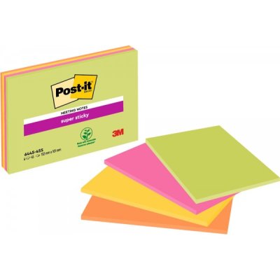 Foglietti post-it super sticky grandi formati 5845-4ssuc ultra 98,4x149mm colore assortiti