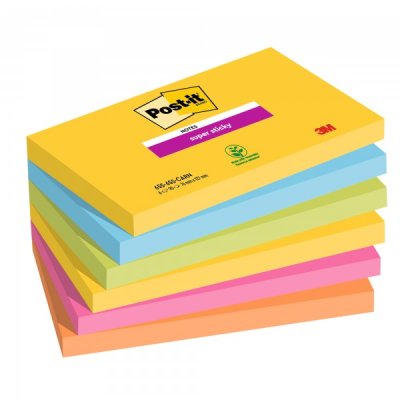 Foglietti post-it super sticky 622 carnival 76x127mm colore assortiti