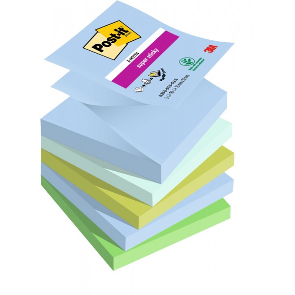 Foglietti post-it super sticky foglietti colorati r330-5ss oasis 76x76mm colore assortiti