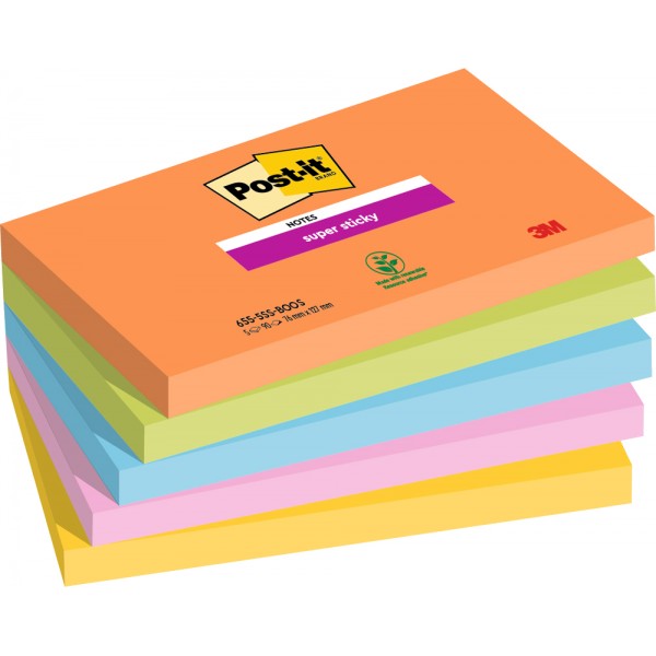 Foglietti post-it super sticky 622 boost 76x76mm colore assortiti