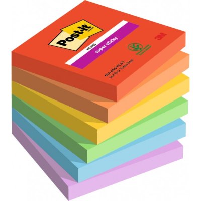 Foglietti post-it super sticky 622 playful 47,6x47,6mm colore assortiti