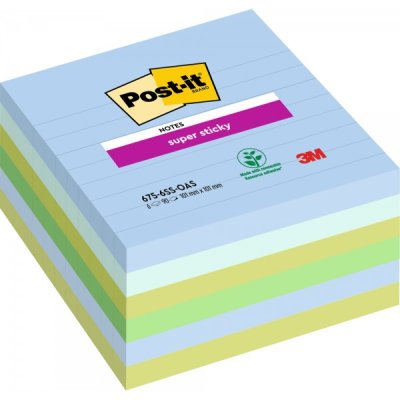 Foglietti post-it super sticky grandi formati 675-6ss oasis 101x101mm colore assortiti