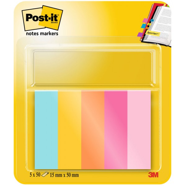 Segnapagina post-it in carta index 15x50mm colore assortiti
