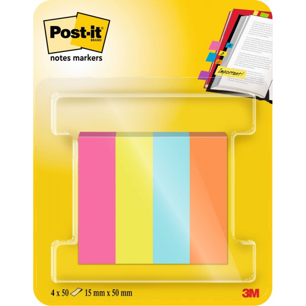 Segnapagina post-it in carta index 15x50mm colore assortiti