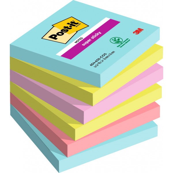 Foglietti post-it super sticky 622 cosmic 76x76mm colore assortiti