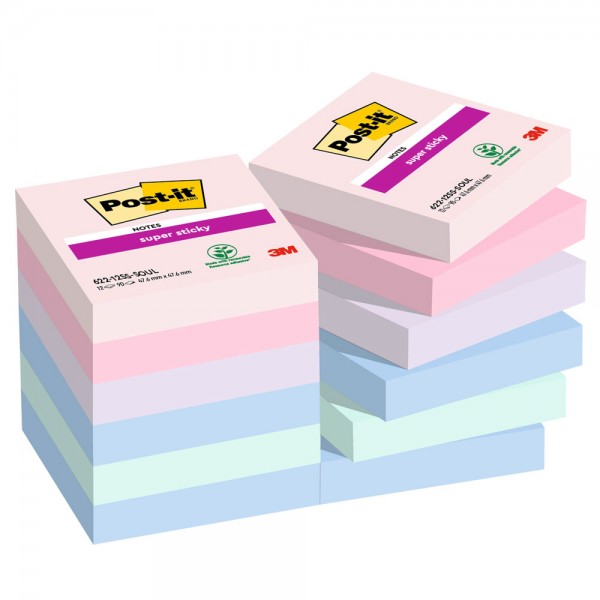 Foglietti post-it super sticky 622 soulful 47,6x47,6mm colore assortiti