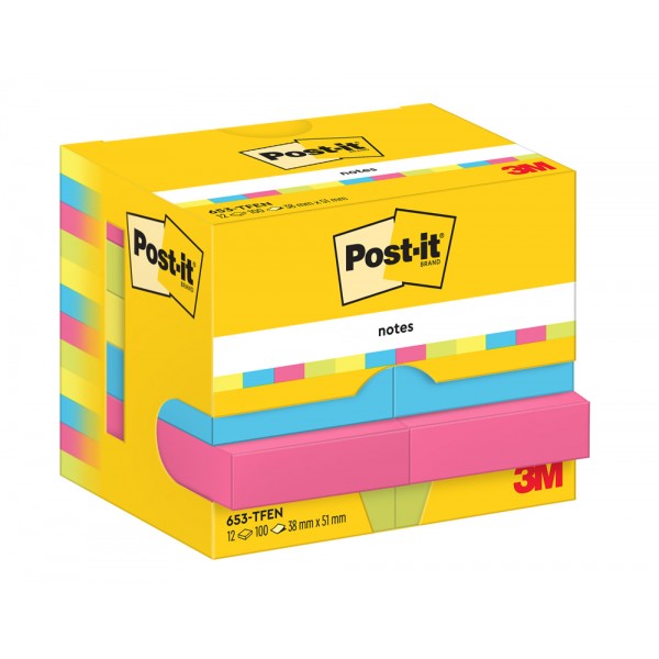 Foglietti post-it colori energetic 653 38x51mm colore assortiti
