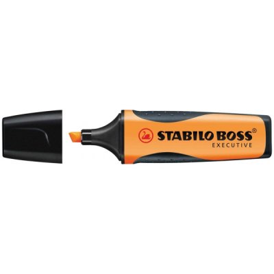 STABILO Evidenziatore BOSS EXECUTIVE, punta a scalpello, inchiostro antisbavature a base d'acqua, impugnatura in morbida gomma nera - 5mm - Arancione